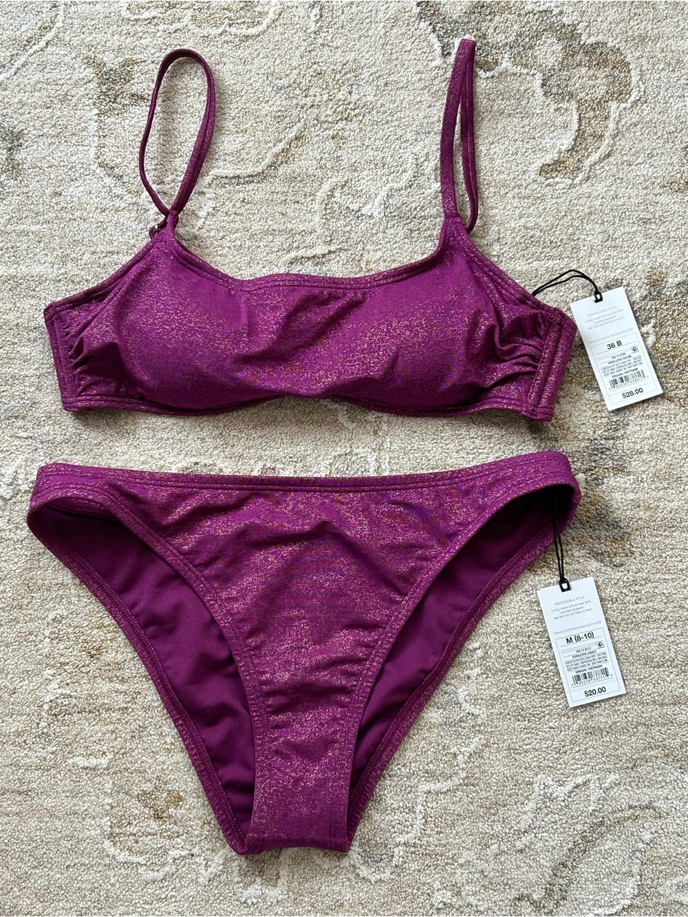 NWT Shade & Shore Purple Metallic Bikini